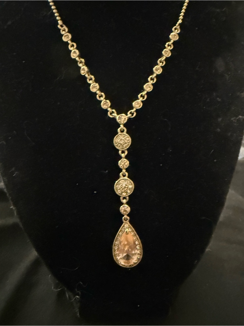 Monet Gold-Tone Necklace with Champagne Teardrop Pendant